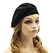 French Beret Hat,Reversible Solid Color Cashmere Beret Cap for Womens Girls Lady Adults (Black)