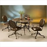 Island Falls 5 Piece Marble Dining Set with Chair with Casters