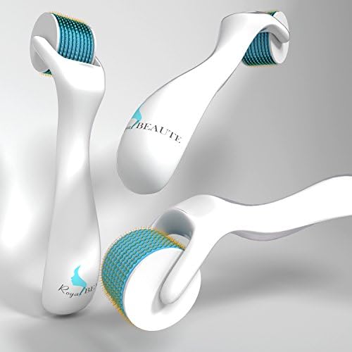 Royal Beaute Derma Roller - 1.0 mm 540 Needles High Quality Surgical Stainless Steel Microneedle Roller for Face and Body - Micro Needle Roller for Face, Eyes, Wrinkles, Fine Lines, Blackheads, Acne Scars, Enlarged Pores, Cellulite and Stretch Mark Removal - Skin Care Treatment for Pigmentation, Hair Loss, and Scalp