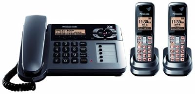 Panasonic Dect 6.0 Metallic Gray Cordless/Corded Phone with Answering Machine (KX-TG1062M)