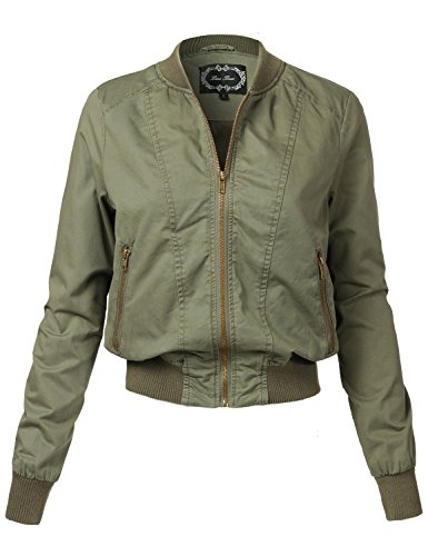 Luna Flower Women's Warm Relaxed Fit Padding Zipper Bomber Jackets