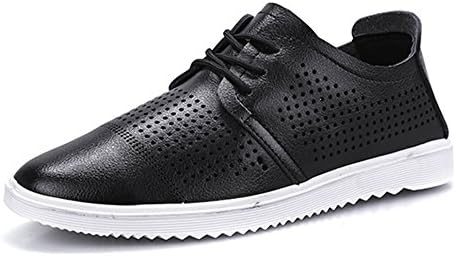 GOFO Casual rubber oxford Fashion air holes lace up driving city leather Mocassins classic loafers men shoes Black 9.5 D(M) US