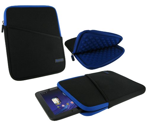 rooCASE Super Bubble Neoprene Sleeve Case Cover for Motorola XOOM Android Tablet (Black / Dark Blue)