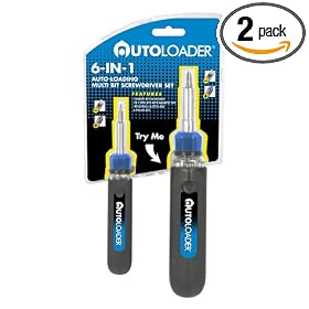 KR Tools 12609 Autoloader 6-in-1 Auto Loading Classic and Precision Screwdriver Set, 2-pack
