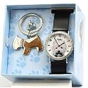 Reflex 1014304S - Montre Fille - Quartz Analogique - Bracelet noir - Cadran blanc - Porte-clé - Boîte à cadeaux