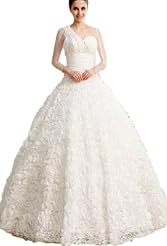 Beaded  Corset   Waistline One Shoulder Organza  Ball Gown Evening Dress 