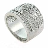 5 Band Heart Sterling Silver Ring with Simulated Diamond CZ
