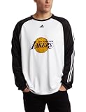 NBA Men's Los Angeles Lakers Smoke Screen Three Stripe Long Sleeve Crew (White/Black, Large)