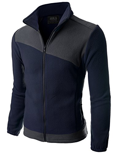 Doublju mens long sleeve colorblocked fleece zip-up jac…