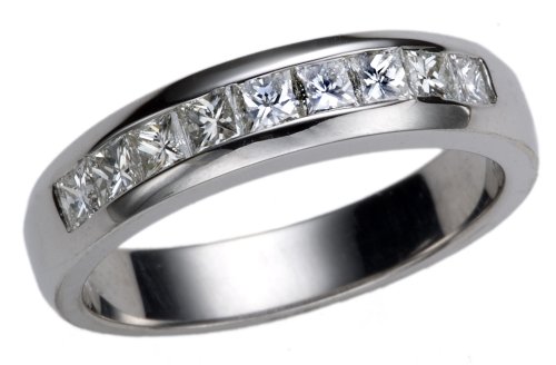 14k White Gold Diamond Princess-Cut Channel Set Wedding Band (3/4 cttw, H-I Color, SI1-SI2 Clarity)