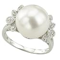 14K White Gold Fresh Water Pearl & Diamond Ring