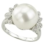 Search : 14K White Gold Fresh Water Pearl & Diamond Ring