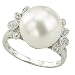 14K White Gold Fresh Water Pearl & Diamond Ring