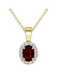 14K Yellow Gold Cushion Cut Ruby And Round Diamond Pendant