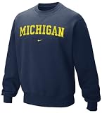 Michigan Wolverines College Blue Embroidered Crewneck Sweatshirt By Nike Team Sports (S=36)