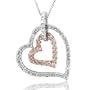14k White and Rose Gold Two Hearts Diamond Pendant Necklace (HI, SI3-I1, 0.25 carat)