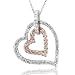 detail in 14k White and Rose Gold Two Hearts Diamond Pendant Necklace (HI, SI3-I1, 0.25 carat)