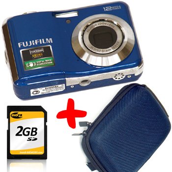 eHome Bundle: Fuji AV100 Digital Camera +Blue Case + 2GB SD (Fujifilm Finepix AV100 12MP 3xOptical Zoom 2.7 LCD)