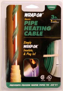 Pipe Heating Cables Style: Len.:3 ft, Color:Dark Green, Price Each (31003)