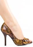 Dressy Sexy Peep Toe Vintage Pump from Hot Fash Shoes - SWIMMER Brown