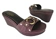 Coach Janeesa Chestnut Grainy Calf Leather Wedge Sandals