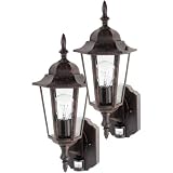 Globe One-Light Outdoor Upward Wall Sconce with Motion Sensor, Antique Bronze, 2-Pack #4997201