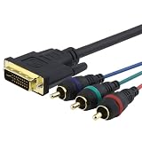 DVI-I to 3 RCA Component RGB Cable M/M, 6 FT / 1.8 M, Black
