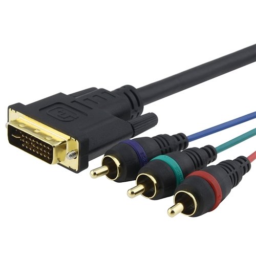 DVI-I to 3 RCA Component RGB Cable M/M, 6 FT / 1.8 M, Black