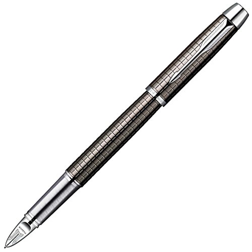 PARKER IM Premium Deep Gun Metal Chiseled, PARKER 5th Technology Ink Pen with Medium Black refill (S0976100)