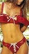 Closeout White with Red Trim Size 32 Lace Open Bust Bra (Panty not available)