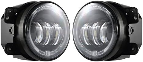 Dreamthinker 4Inch 1 Pair 30W 1440LM Round LED Fog Lights Bulbs for Cars Jeep Wrangler JK JKU TJ LJ Wrangler Dodge Chrysler White Halo Ring DRL Off Road Fog Lamps Replacement.