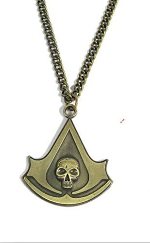 Assassin's Creed 4 Iv Black Flag Logo Pandant Necklace Cosplay Costume Bronze
