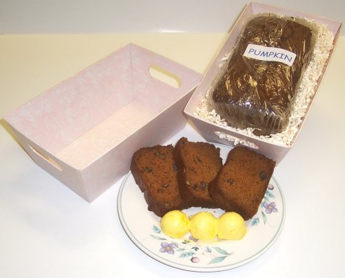 Scott's Cakes Pumpkin Bread in a Pink Victorian Tray by Scott's Cakes