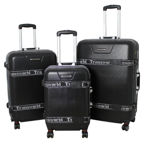 Transworld Elite Hardside Hybrid TSA Lock Spinner Luggage Set - Black