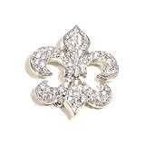 Clear Austrian Rhinestone Fleur de lis Silver Plated Brooch Pin Clear Austrian Rhinestone Fleur de lis Silver Plated Brooch Pin
