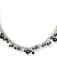 Sterling Silver Crystal/Hematite/Fw Cult Peacock & White Pearl Necklace
