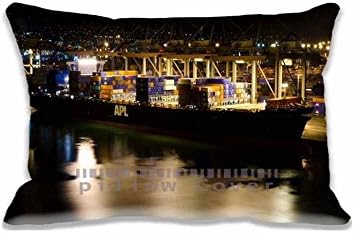 Custom Design Container Ship Texas Pillow Cases Zippered , Standard Queen Size United States Pillowcase - 20X30inch California Cushion Covers Two Size Print