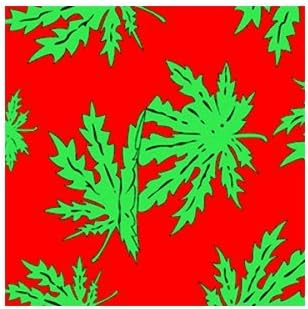 Red Bandana With Canabis Leaf Print Headwear Headscarf Doo Rag 54cm x 54cm by Headwear Scarf