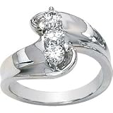 Glamorous! Polished 14k White Gold 1/2 CT TW Moissanite 3 Stone Women's Ring