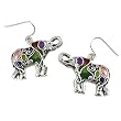 Silvertone Colored Elephant Dangle Earrings Fashion Jewelry