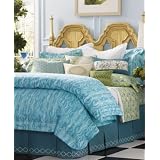 1891 by SFERRA Carlyle Linen 3-Piece Panel King Bedskirt, Peacock by 1891 SFERRA