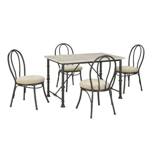 Dorel Asia 5 Piece Metal and Faux Marble Top Dining Set
