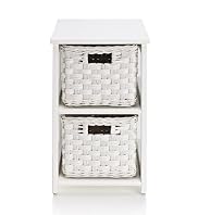 White Rattan 2-Tier Storage Unit