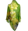 SilkNOW Light Green Hand Painted 100% Pure Silk Chiffon Georgette Scarf with Beautiful Multi Colored Floral Pattern