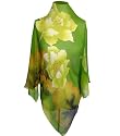 SilkNOW Light Green Hand Painted 100% Pure Silk Chiffon Georgette Scarf with Beautiful Multi Colored Floral Pattern
