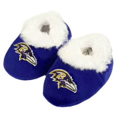 BALTIMORE RAVENS OFFICIAL LOGO BABY BOOTIE SLIPPERS 6-9 MOS