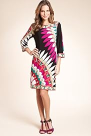 Slash Neck Floral Placement Print Jersey Dress