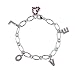 Garnet Cubic Zirconia LOVE Letters and Journey Heart Platinum Overlay Sterling Silver Charm Bracelet 7.5"