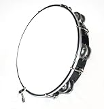 10 Professional Double-Row Plastic Frame TUNABLE TAMBOURINE - Black