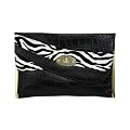 Large Mock Croc & Zebra Print Fashion Clutch Bag Black & White